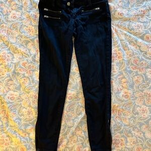 Bebe Blue Pants with Gold Zipper Details